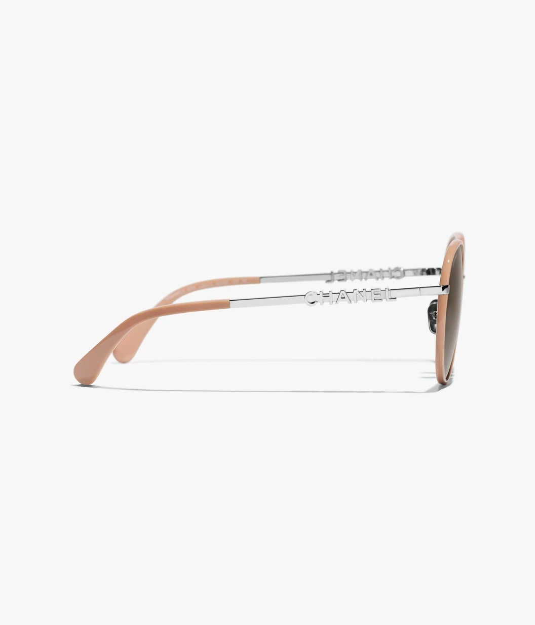 Chanel  Women Pantos Metal Frame  Silver & Beige Sunglasses