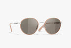 Chanel  Women Pantos Metal Frame  Silver & Beige Sunglasses