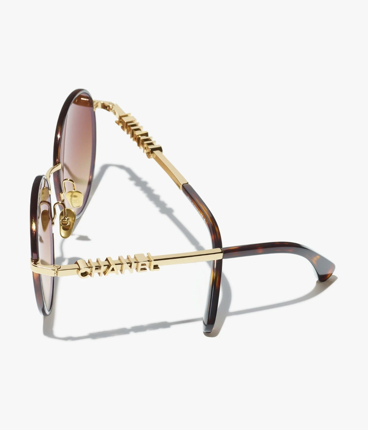 Chanel Women Pantos Metal Frame Dark Tortoise & Gold Sunglasses