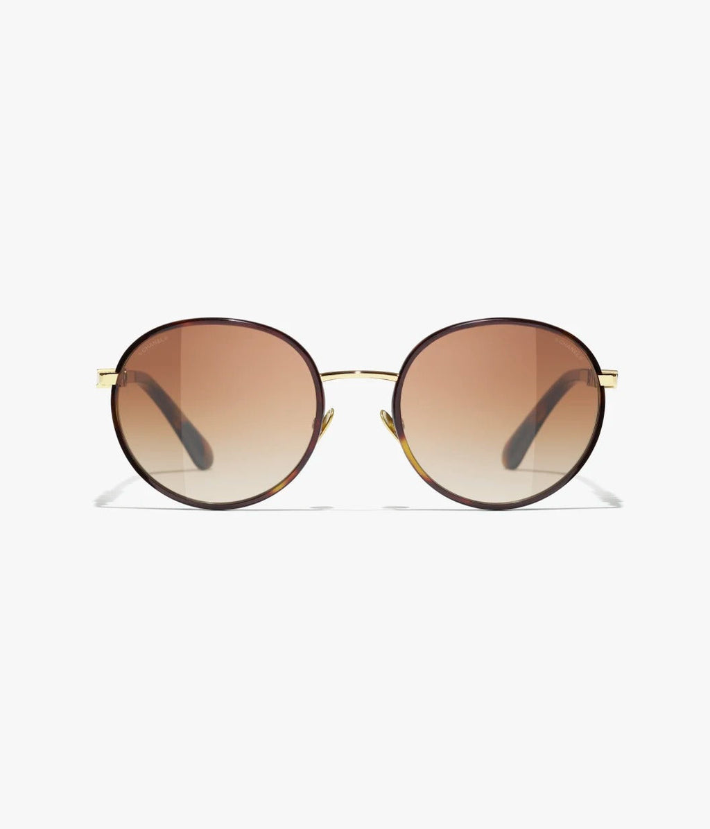 Chanel  Women Pantos Metal Frame Dark Tortoise & Gold Sunglasses