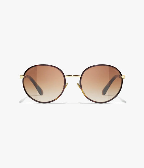 Chanel  Women Pantos Metal Frame Dark Tortoise & Gold Sunglasses