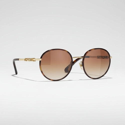 Chanel Women Pantos Metal Frame Dark Tortoise & Gold Sunglasses