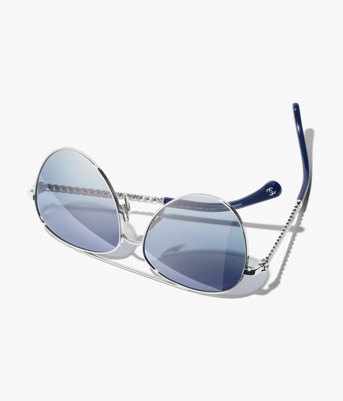 Chanel Women Pilot Pearls Blue Sunglasses