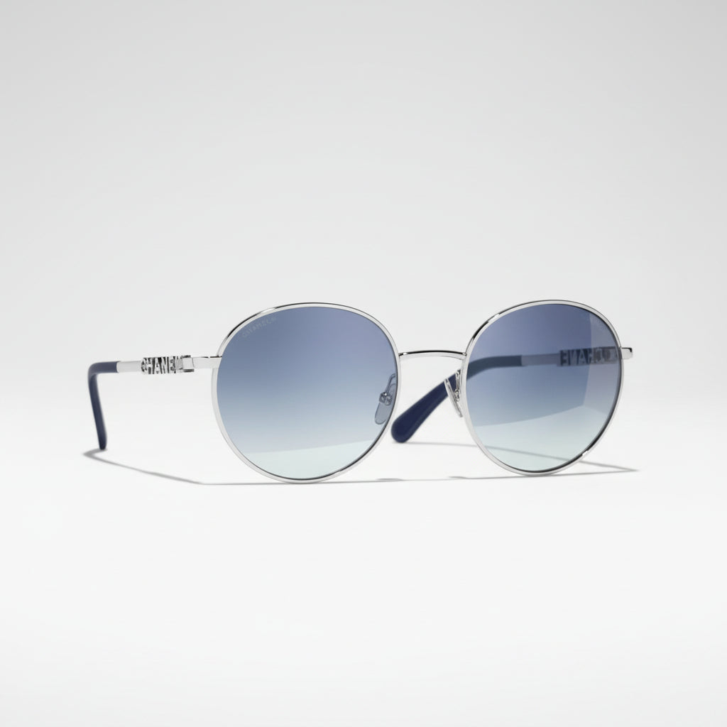 Chanel Women Pantos Metal Frame Silver And Blue Gradient Sunglasses