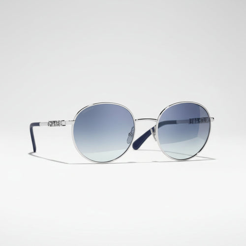 Chanel Women Pantos Metal Frame Silver And Blue Gradient Sunglasses