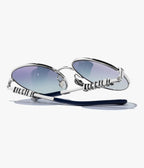 Chanel Women Pantos Metal Frame Silver And Blue Gradient Sunglasses