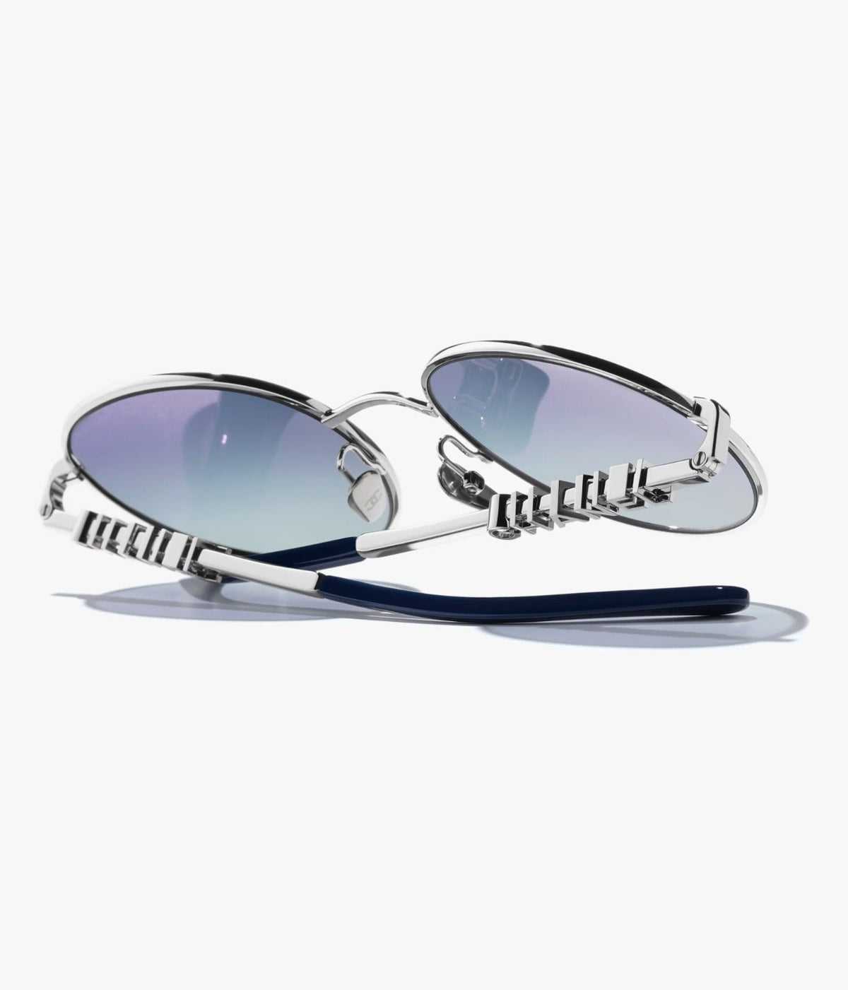 Chanel Women Pantos Metal Frame Silver And Blue Gradient Sunglasses
