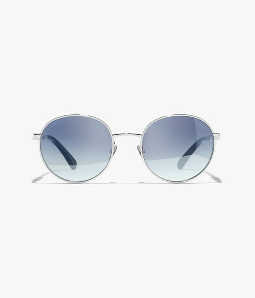 Chanel Women Pantos Metal Frame Silver And Blue Gradient Sunglasses