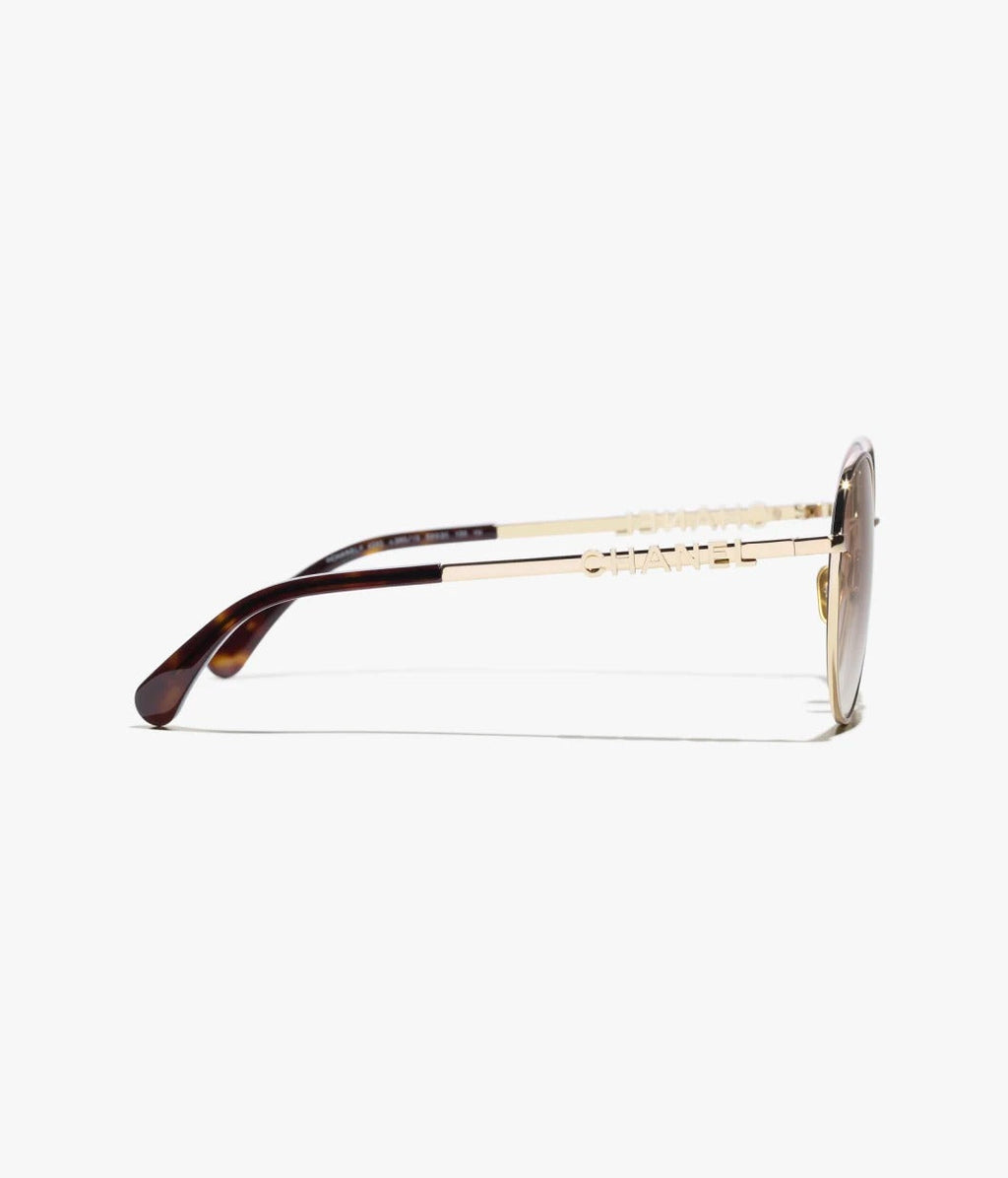 Chanel Women Pantos Metal Frame Light Gold Sunglasses