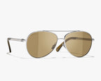 Chanel Women Pilot Pearls Green Sunglasses 