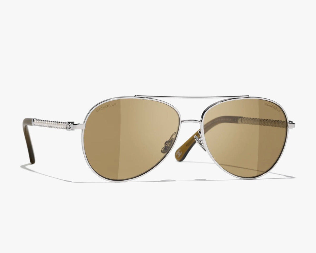 Chanel Women Pilot Pearls Green Sunglasses 