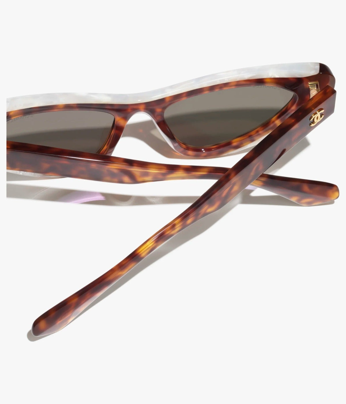 Chanel Women Cat-Eye Frame Tortoise & Mother of Pearl Sunglasses