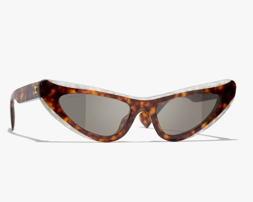 Chanel Women Cat-Eye Frame Tortoise & Mother of Pearl Sunglasses