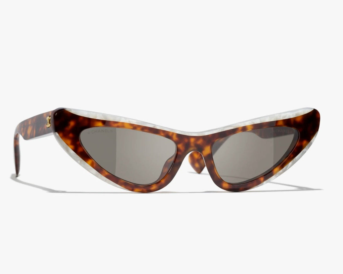 Chanel Women Cat-Eye Frame Tortoise & Mother of Pearl Sunglasses