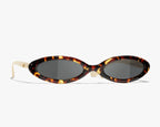 Chanel Women Oval Tortoise Sunglasses