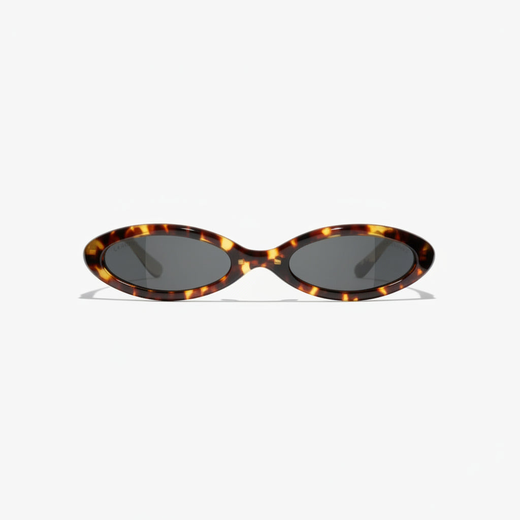 Chanel Women Oval Tortoise Sunglasses