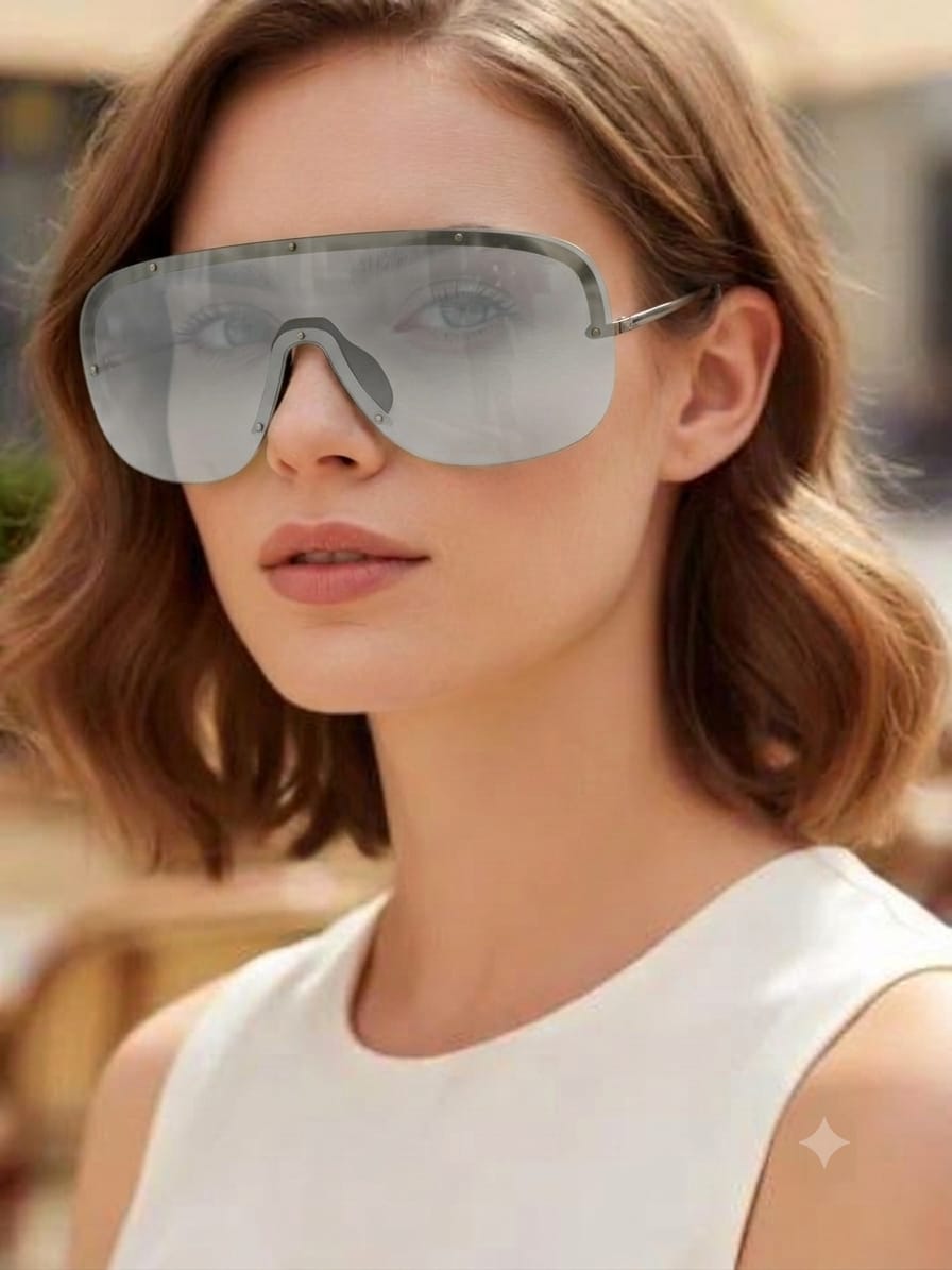 Chanel Women Shield Mask Frame Silver Sunglasses 9590