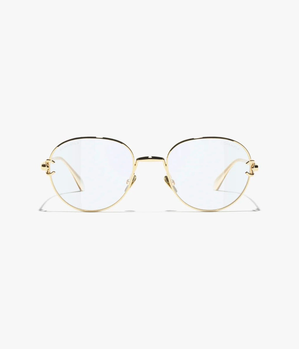 Chanel Women Pantos Gold Frame Light Blue Glasses