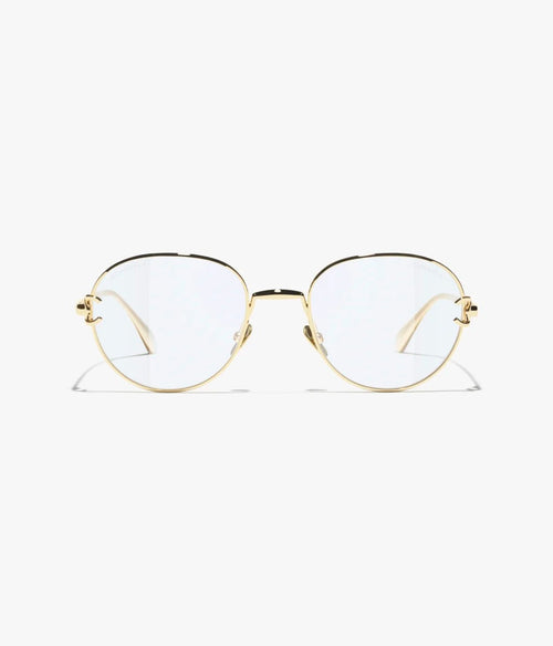 Chanel Women Pantos Gold Frame Light Blue Glasses