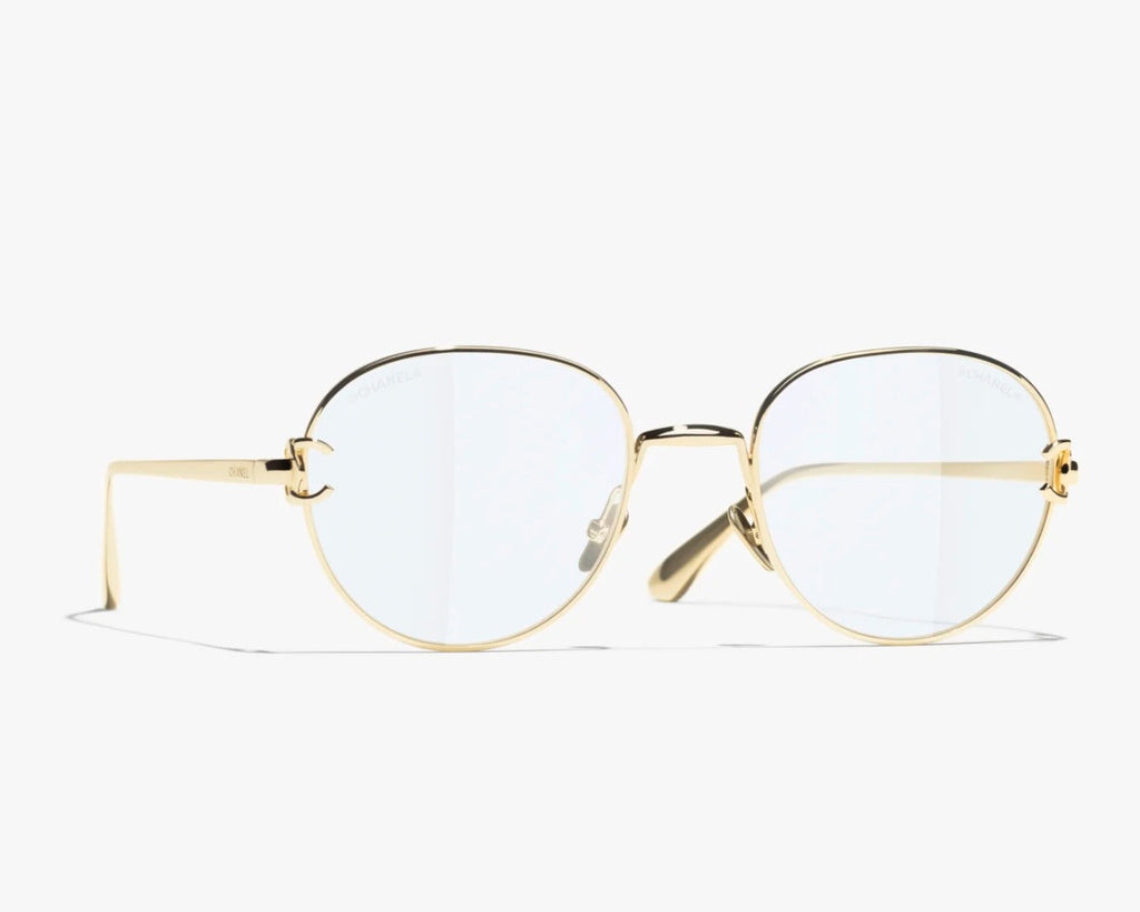 Chanel Women Pantos Gold Frame Light Blue Glasses