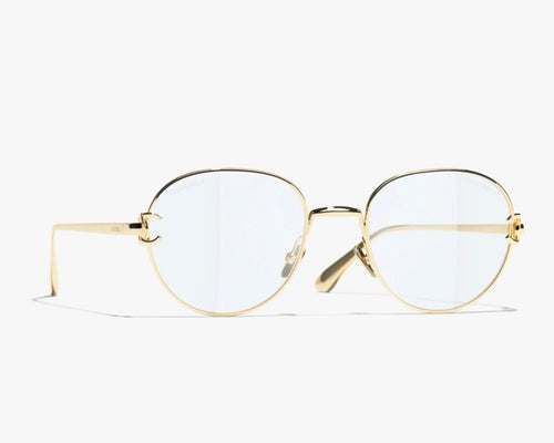 Chanel Women Pantos Gold Frame Light Blue Glasses