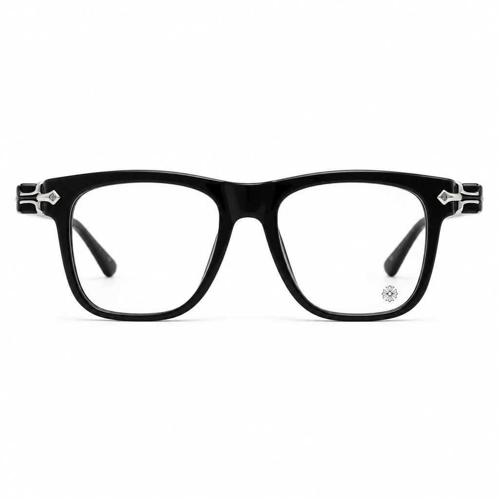 Chrome Hearts Unisex Black-Silver Square Optical Glasses