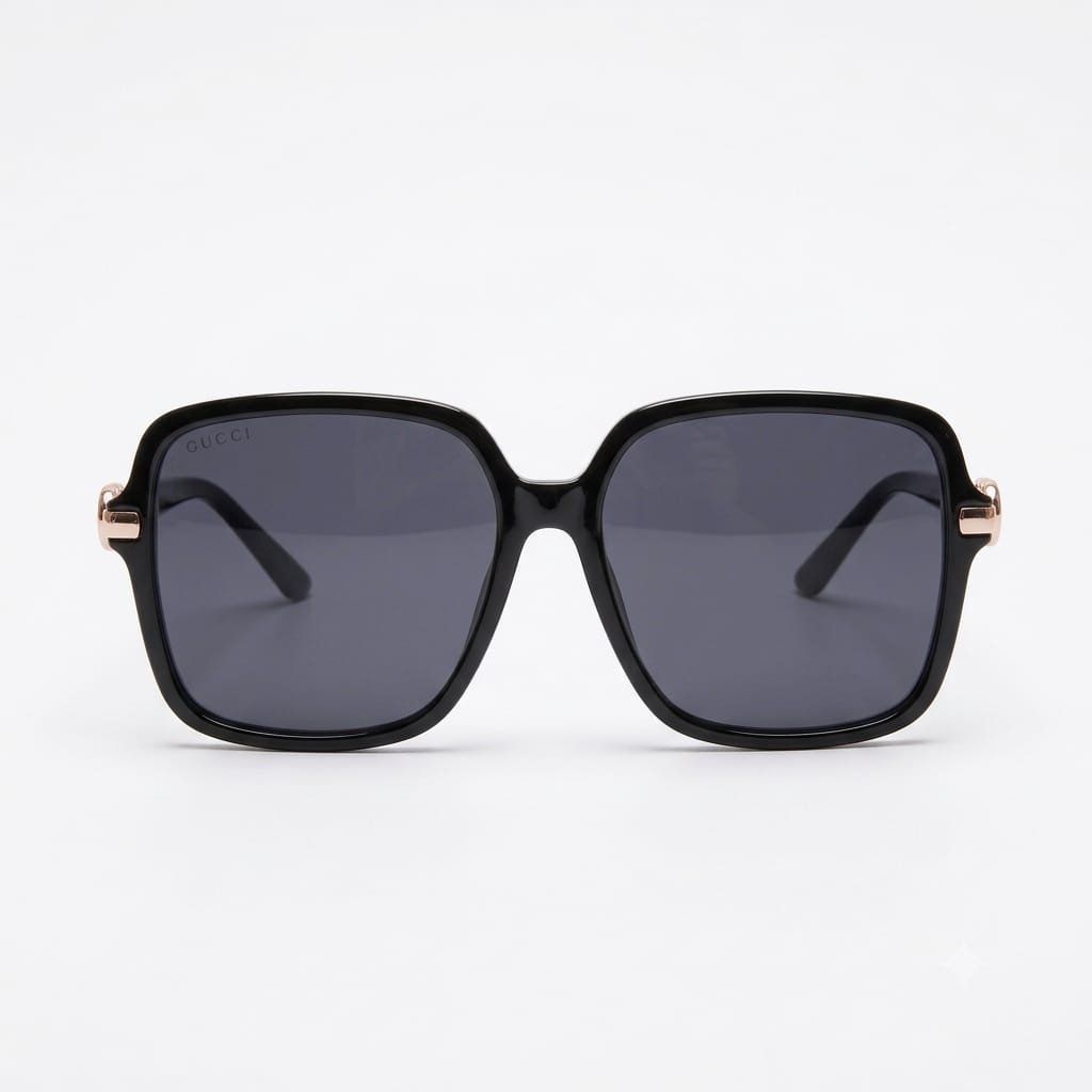 Gucci Women Low Nose Bridge Fit Butterfly Black Sunglasses