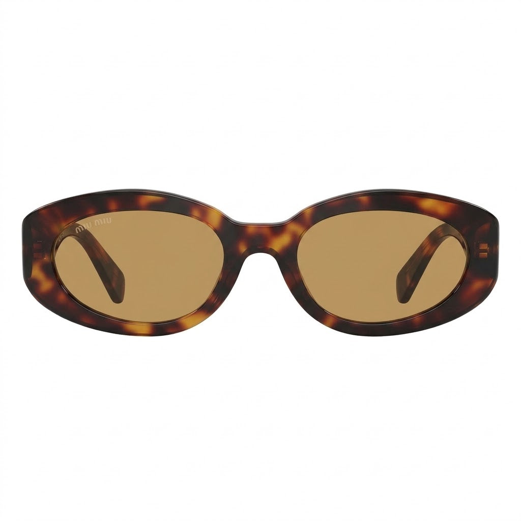 Miu Miu Women Oval Havana / Brown Sunglasses
