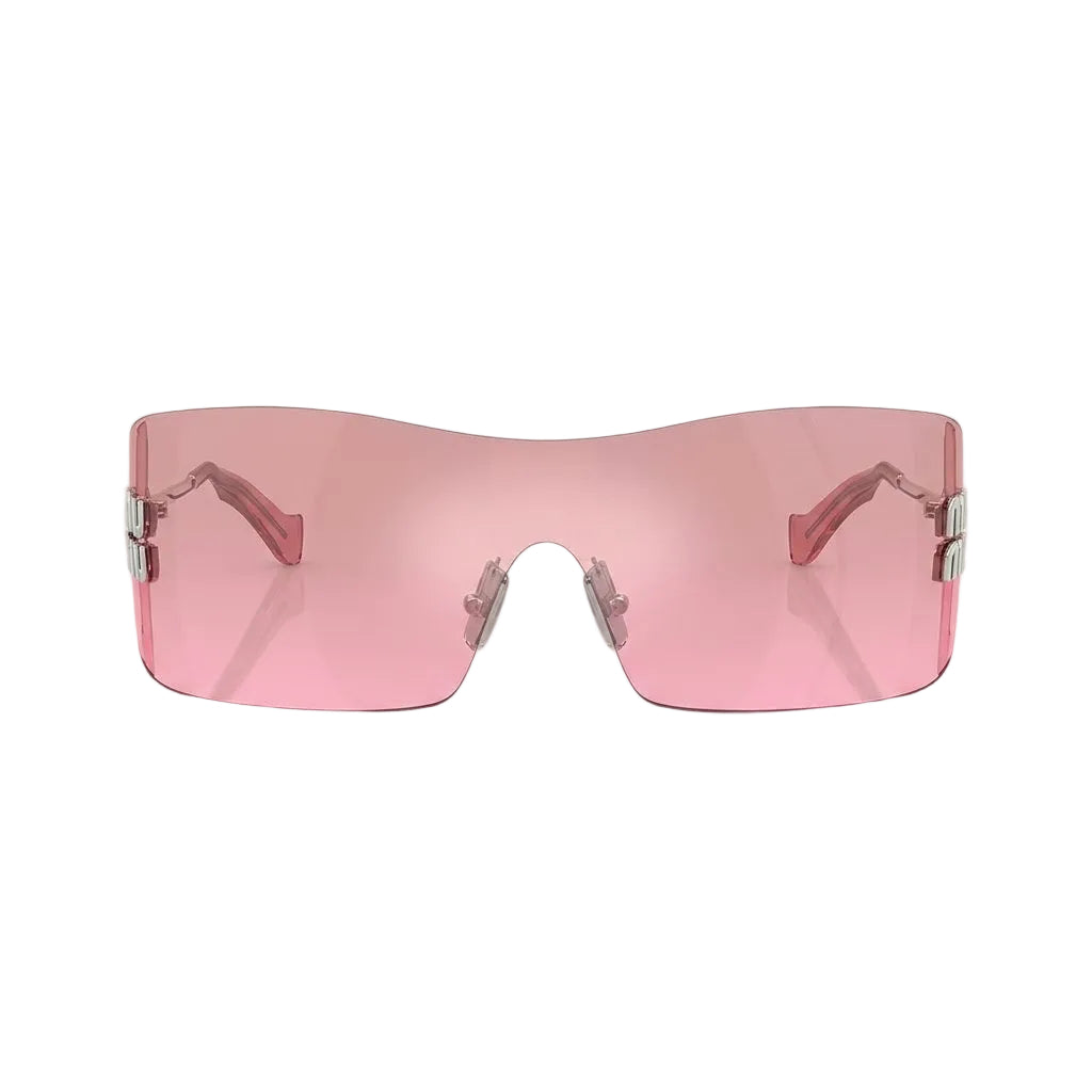 Miu Miu Aube Women Rimless Silver / Pink Mirror Gradient Sunglasses 
