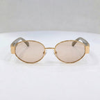 Chanel Women Oval Frame Beige Sunglasses