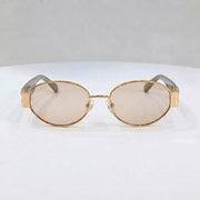 Chanel Women Oval Frame Beige Sunglasses