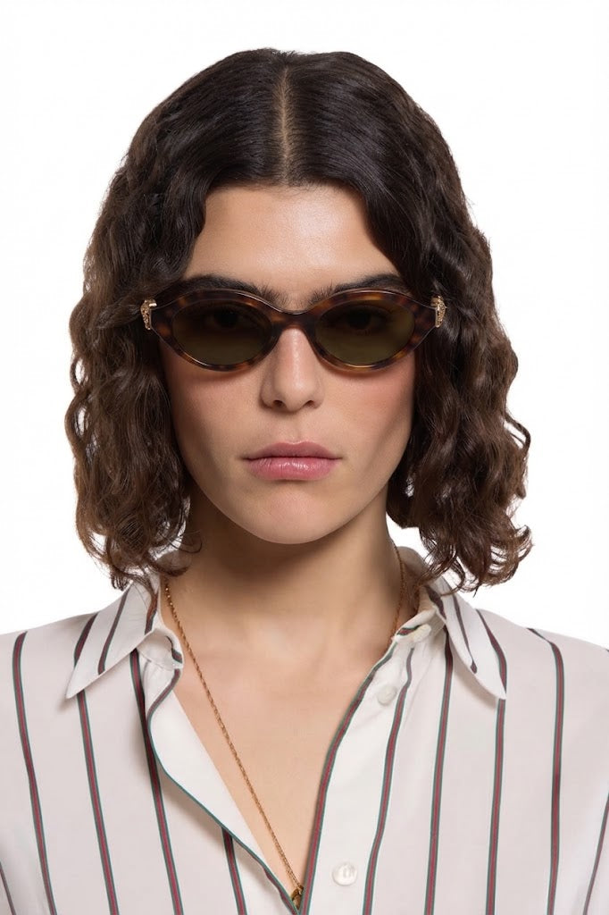 Gucci Women Oval Frame Brown Tortoiseshell Sunglasses