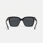 Chanel Women Classic Square Acetate Polarized Rhinestone Chanel Logo Black Sunglasses