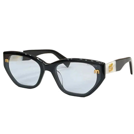 Miu Miu Women Cat-Eye Blue / Off-White Textured Temple Polarized Sunglasses