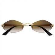 Cartier Panthère de Unisex Rimless Hexagonal Brown Gradient Tint Sunglasses