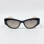 Chanel Women Angular Cat Eye Black & Beige Sunglasses
