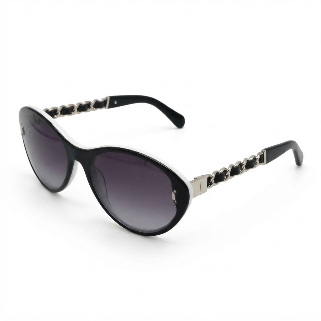 Chanel Women Cat-Eye Frame Chain Design Sunglasses