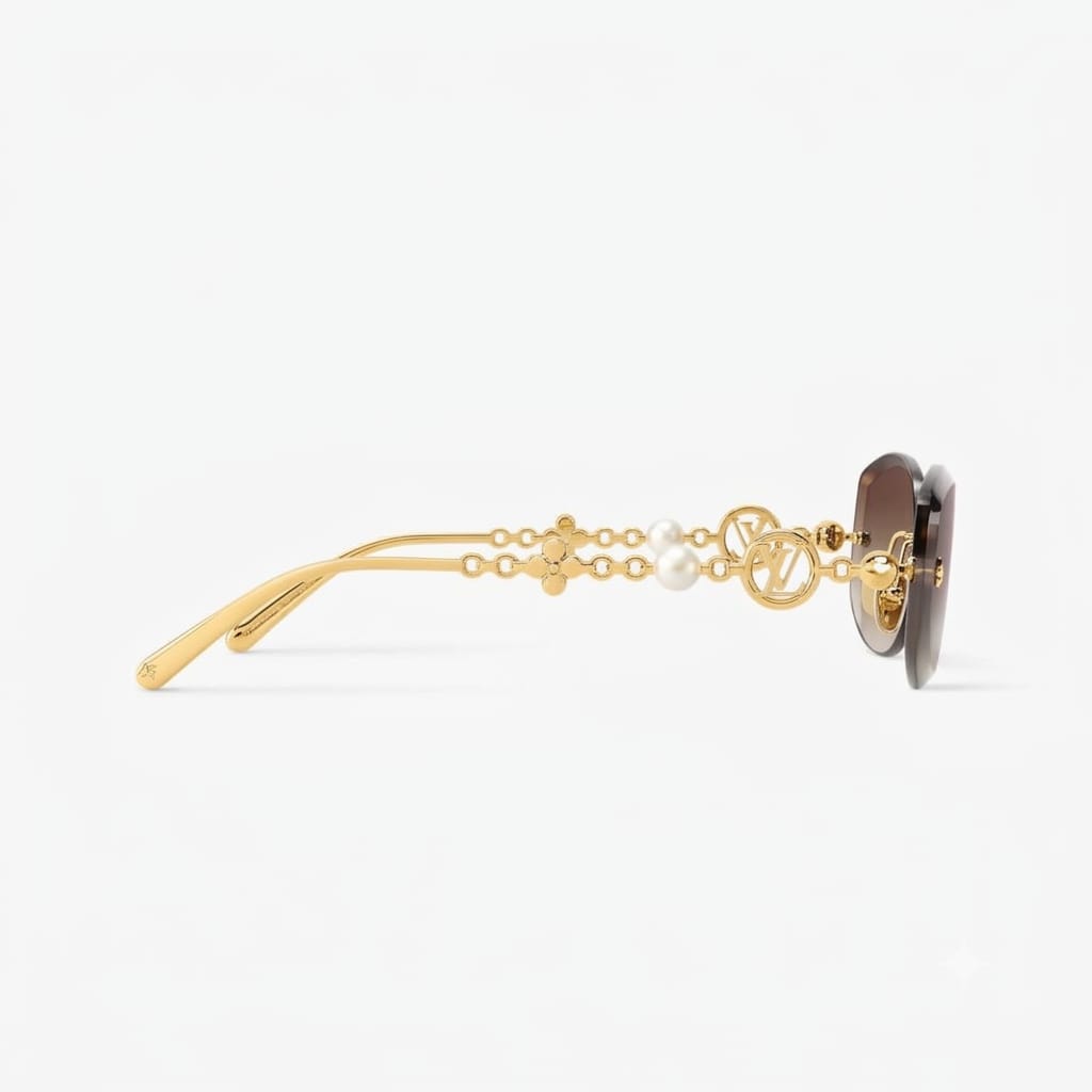 Louis Vuitton Women Jewel Pearl Oval Gold Sunglasses