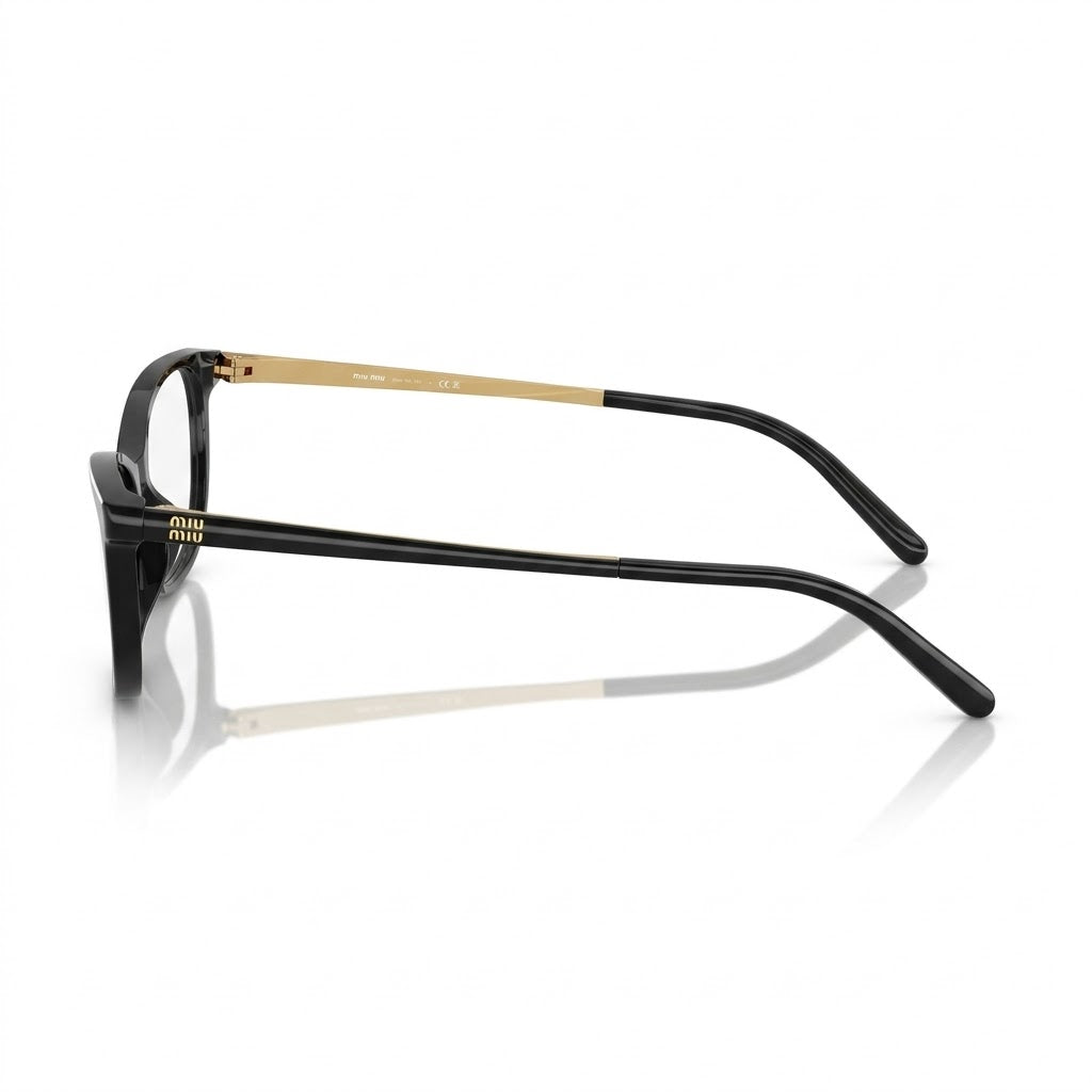 Miu Miu Women Cat-Eye Shiny Black / Gold Optical Glasses
