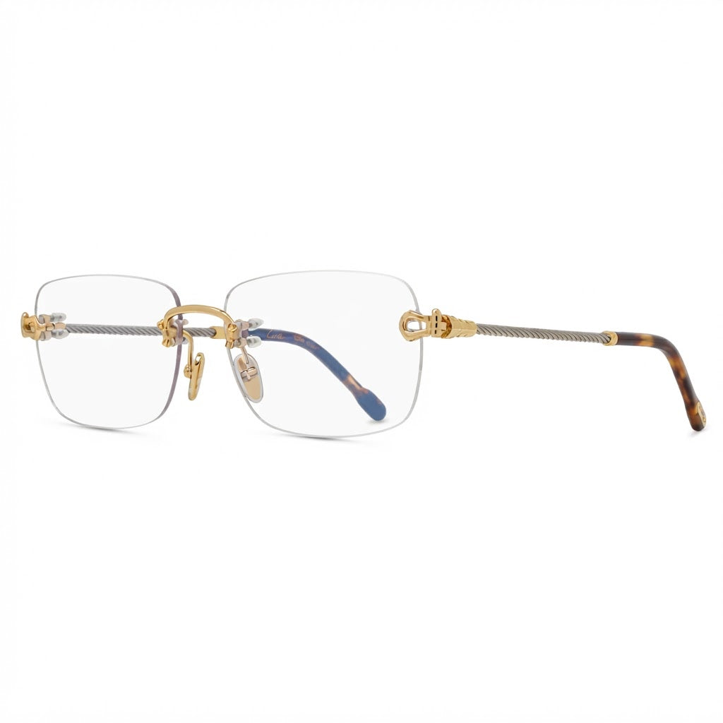 FRED FG50002F Luxury Unisex Rimless Gold & Cable Optical Frame Glasses