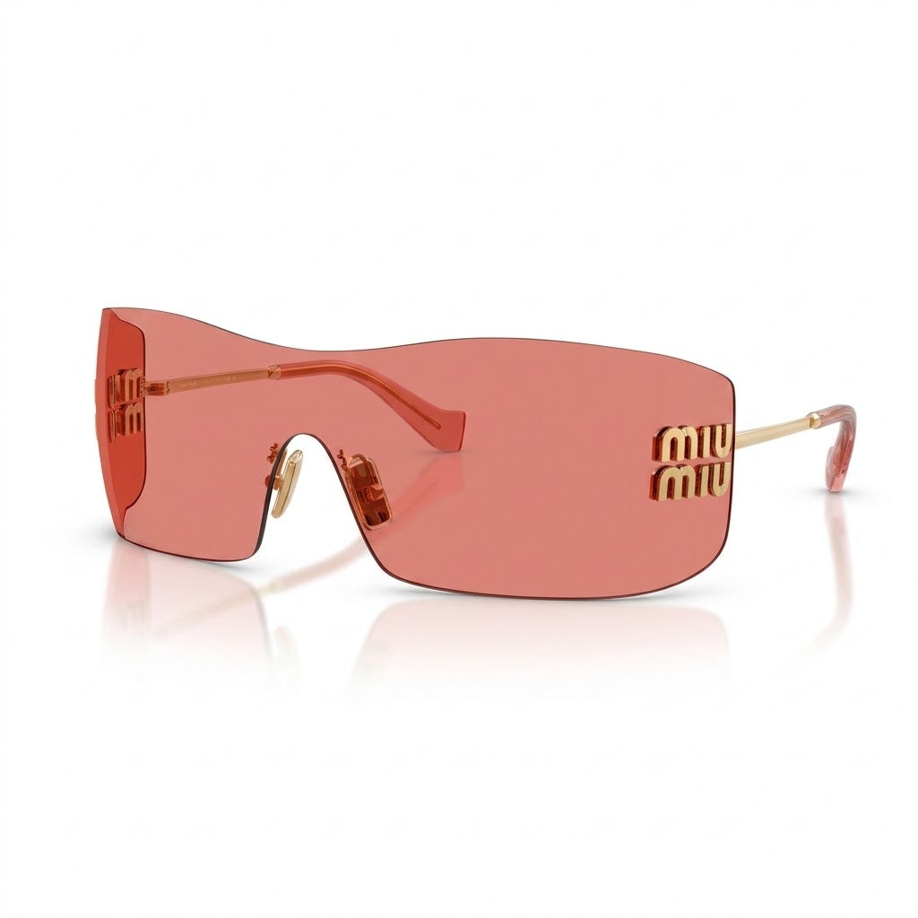 Miu Miu Aube Women Rimless Gold Metal Red Sunglasses