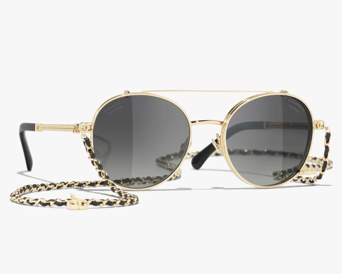Chanel Women Pilot Calfskin Grey Sunglasses