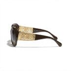 Chanel Women Butterfly Brown Sunglasses