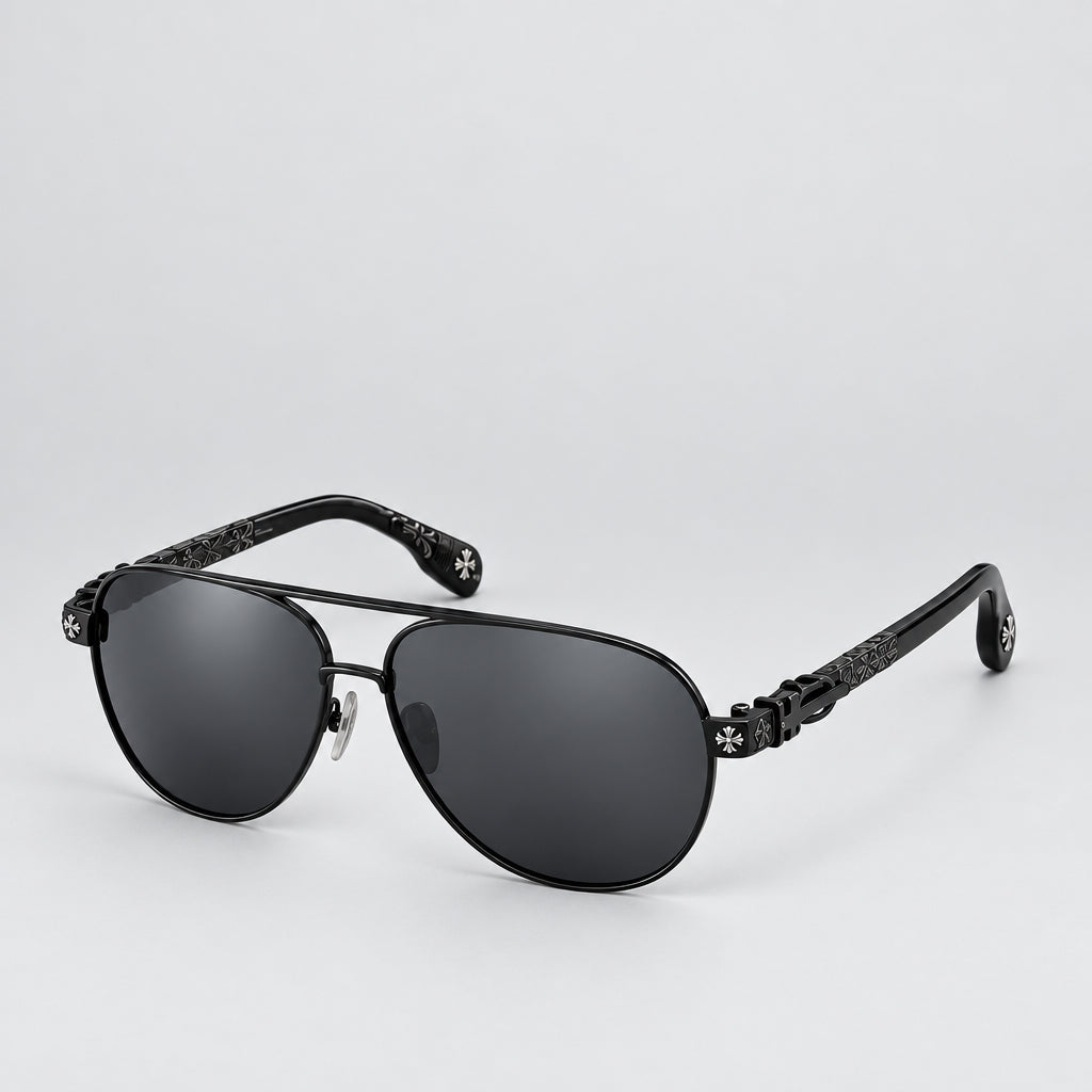 Chrome Hearts Unisex Aurelia Black Aviator Black Sunglasses