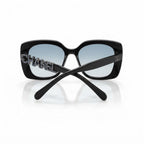 Chanel Women Acetate Strass Polarized Square Blue Stone Logo Sunglasses