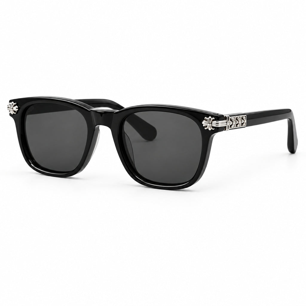 Chrome Hearts Unisex Black & Silver Gothic Square Sunglasses