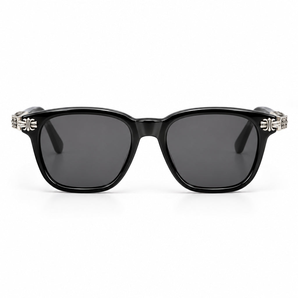 Chrome Hearts Unisex Black & Silver Gothic Round / Rectangular Sunglasses