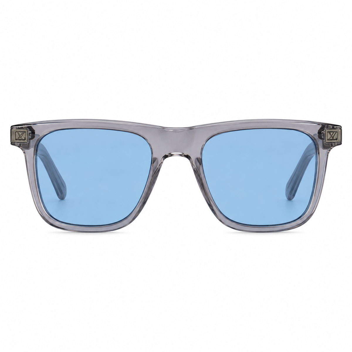 Louis Vuitton Men Square Frame Transparent Grey Sunglasses