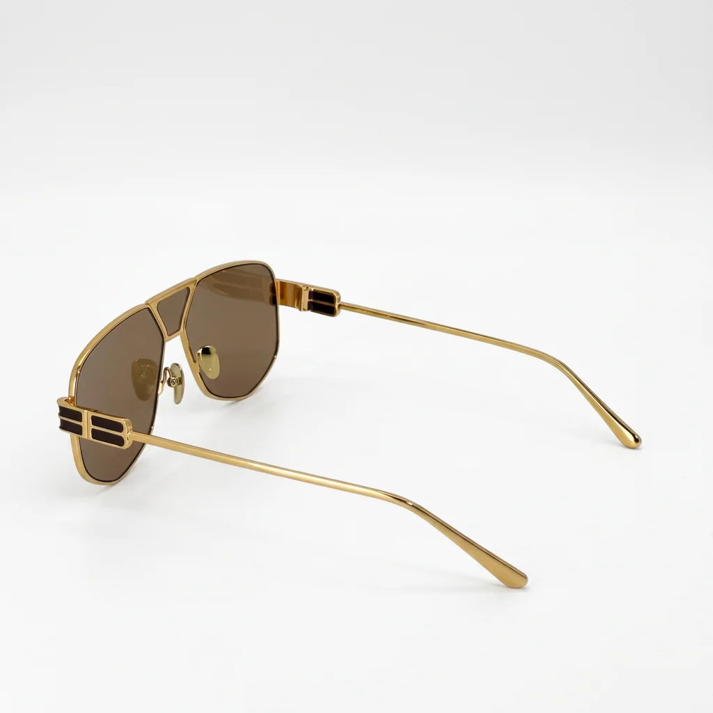 Balenciaga BB2267 002 Men Gold / Brown Sunglasses