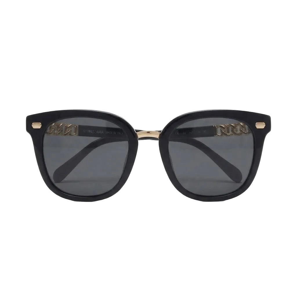 Chanel Women Classic Square Acetate Polarized Rhinestone Chanel Logo Black Sunglasses